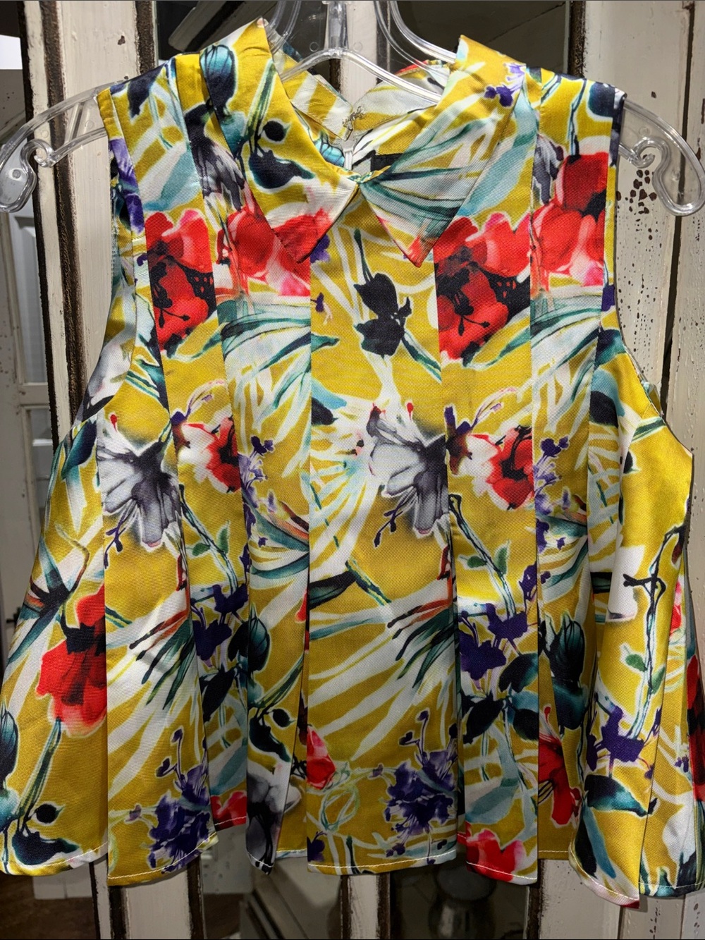 Gracia Yellow Floral Sleeveless Peplum Camisole